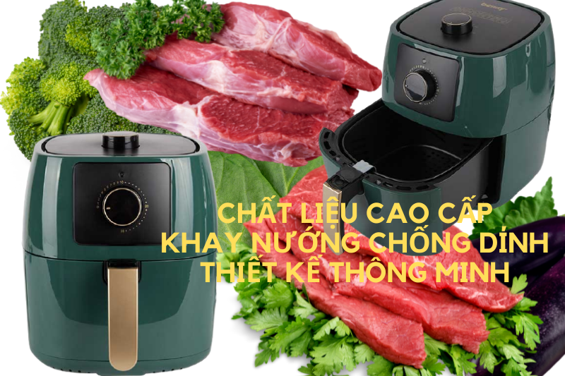 Nồi Chiên Không Dầu Benny Baf-55H, Green, 5.5 Lít, 1400W 6