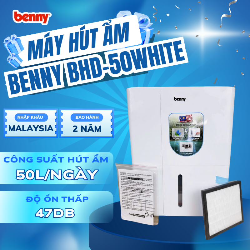 Máy hút ẩm công nghiệp BDH-50White | Công suất lớn – An toàn – Tiện lợi