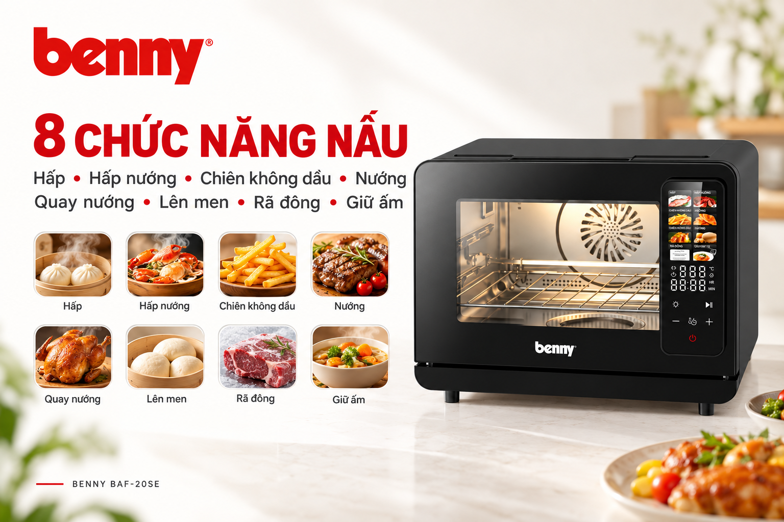 Nồi chiên hấp hơi nước Benny BAF-20SE 20L – Kết hợp hơi nước và khí nóng đối lưu 17 1e007836 0a9a 4643 b07e 51992c85cdcb