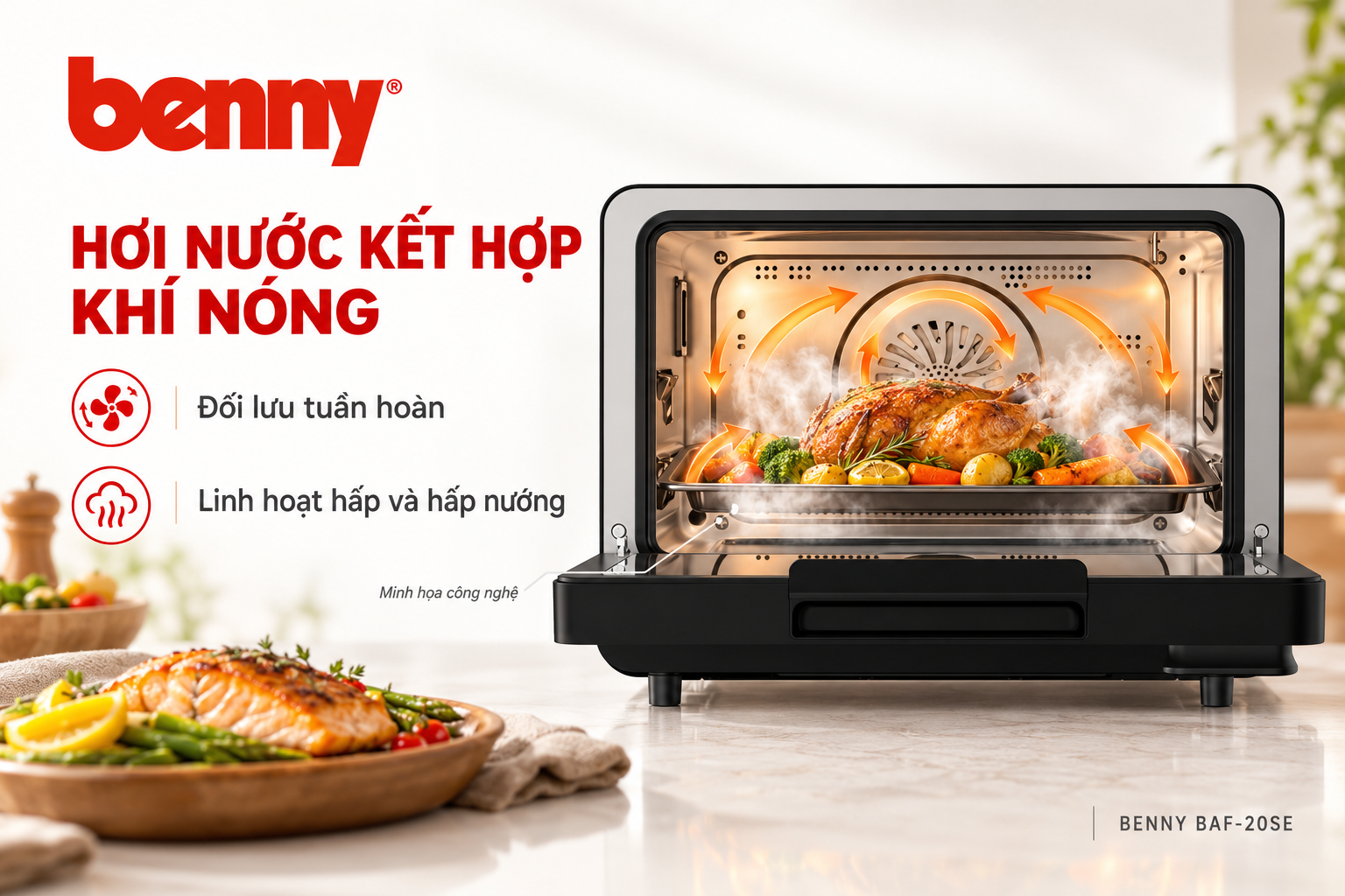 Nồi chiên hấp hơi nước Benny BAF-20SE 20L – Kết hợp hơi nước và khí nóng đối lưu 15 49c7a059 015e 4df4 bcda 889474db720e
