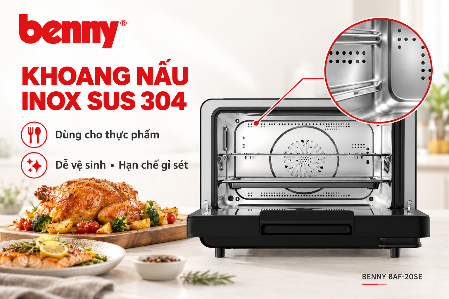 Nồi chiên hấp hơi nước Benny BAF-20SE 20L – Kết hợp hơi nước và khí nóng đối lưu 19 801f9ae0 339b 4909 b48d 2094725dd9dc