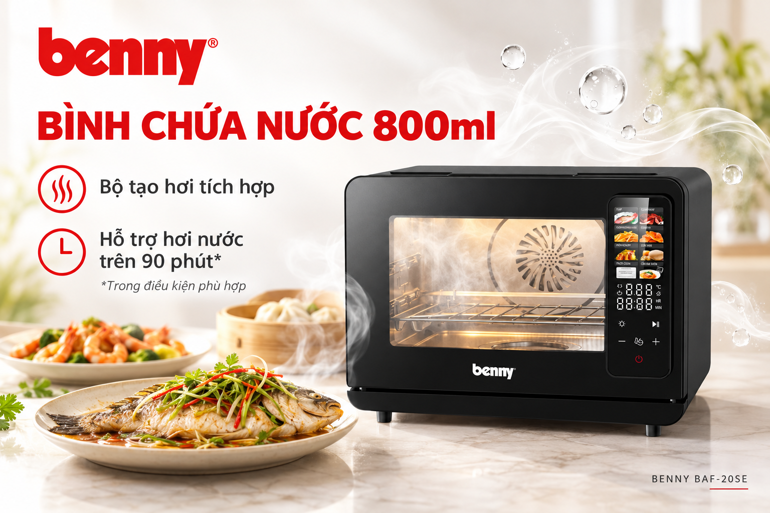 Nồi chiên hấp hơi nước Benny BAF-20SE 20L – Kết hợp hơi nước và khí nóng đối lưu 20 b716ff3b c3ea 4c11 8183 a87b93579a09